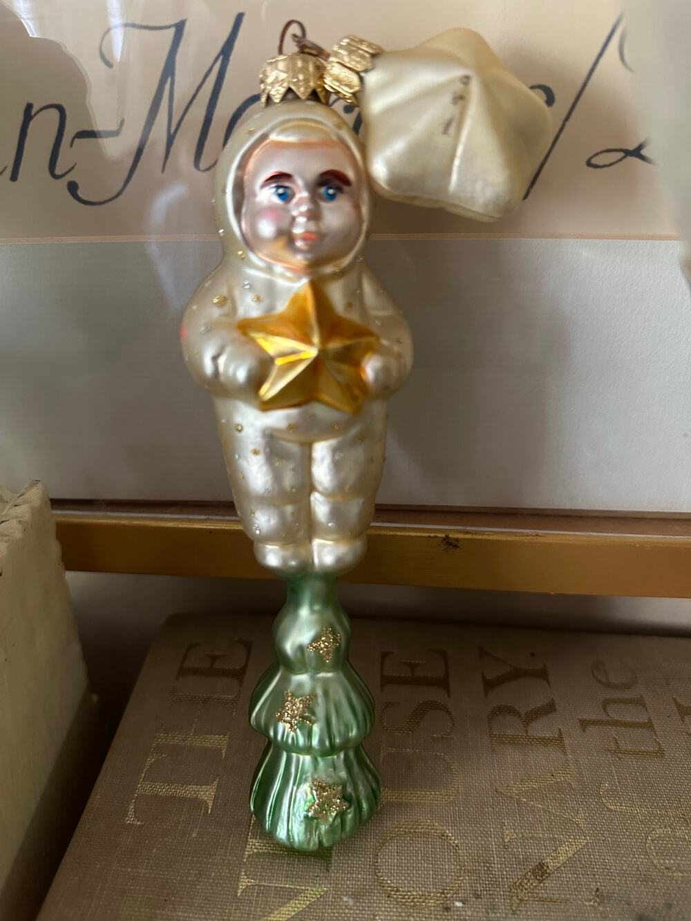 Vintage Christopher Radko ChristmasOrnament glass baby angel star tree new inbox